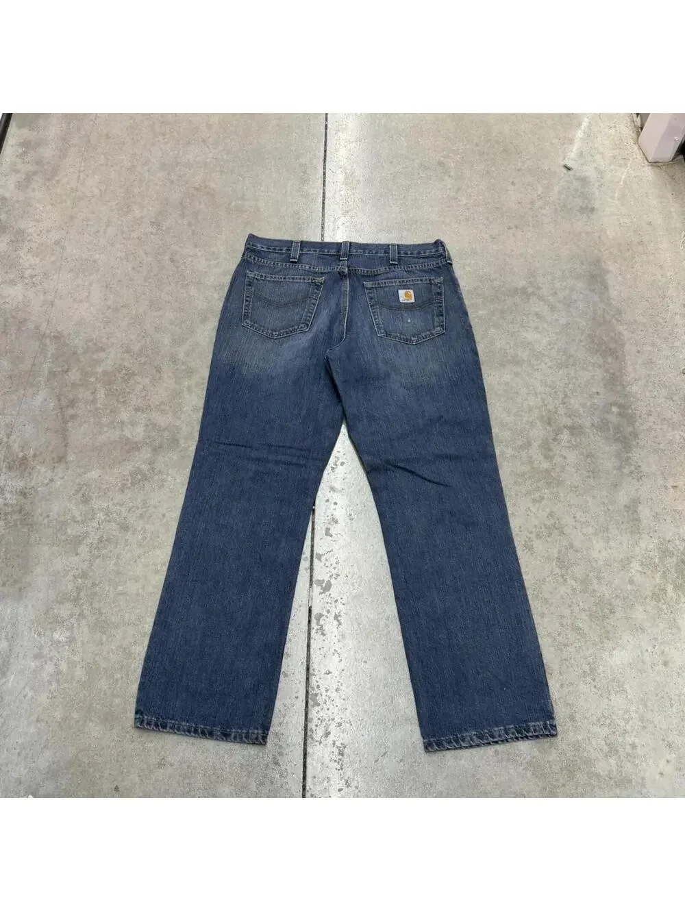 vintage carhartt faded dark blue relaxed baggy fit jeans size 34 x 32